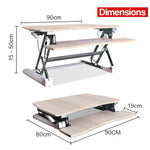 Fortia Desk Riser 90cm Wide Adjustable Sit to Stand for Dual Monitor Keyboard Laptop Beech - Furniture > Office