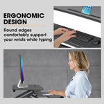 Fortia Desk Riser 90cm Wide Adjustable Sit to Stand for Dual Monitor Keyboard Laptop Black - Furniture > Office