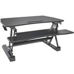 Fortia Desk Riser 90cm Wide Adjustable Sit to Stand for Dual Monitor Keyboard Laptop Black - Furniture > Office