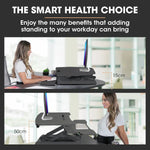 Fortia Desk Riser 90cm Wide Adjustable Sit to Stand for Dual Monitor Keyboard Laptop Black - Furniture > Office