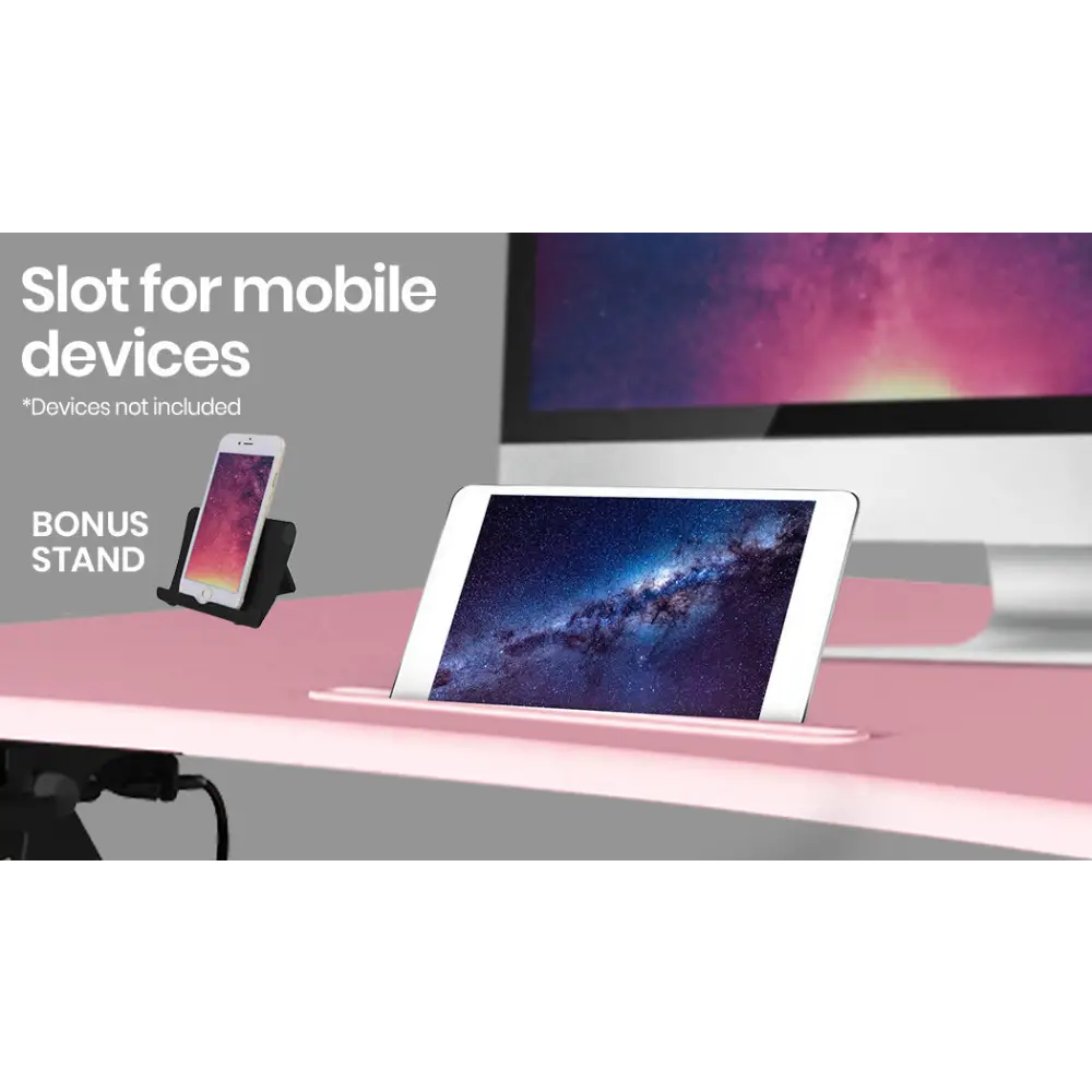 Fortia Desk Riser 90cm Wide Adjustable Sit to Stand for Dual Monitor Keyboard Laptop Pink - Furniture > Office