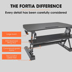 Fortia Desk Riser 90cm Wide Adjustable Sit to Stand for Dual Monitor Keyboard Laptop Black - Furniture > Office