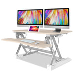 Fortia Desk Riser 90cm Wide Adjustable Sit to Stand for Dual Monitor Keyboard Laptop Beech - Furniture > Office