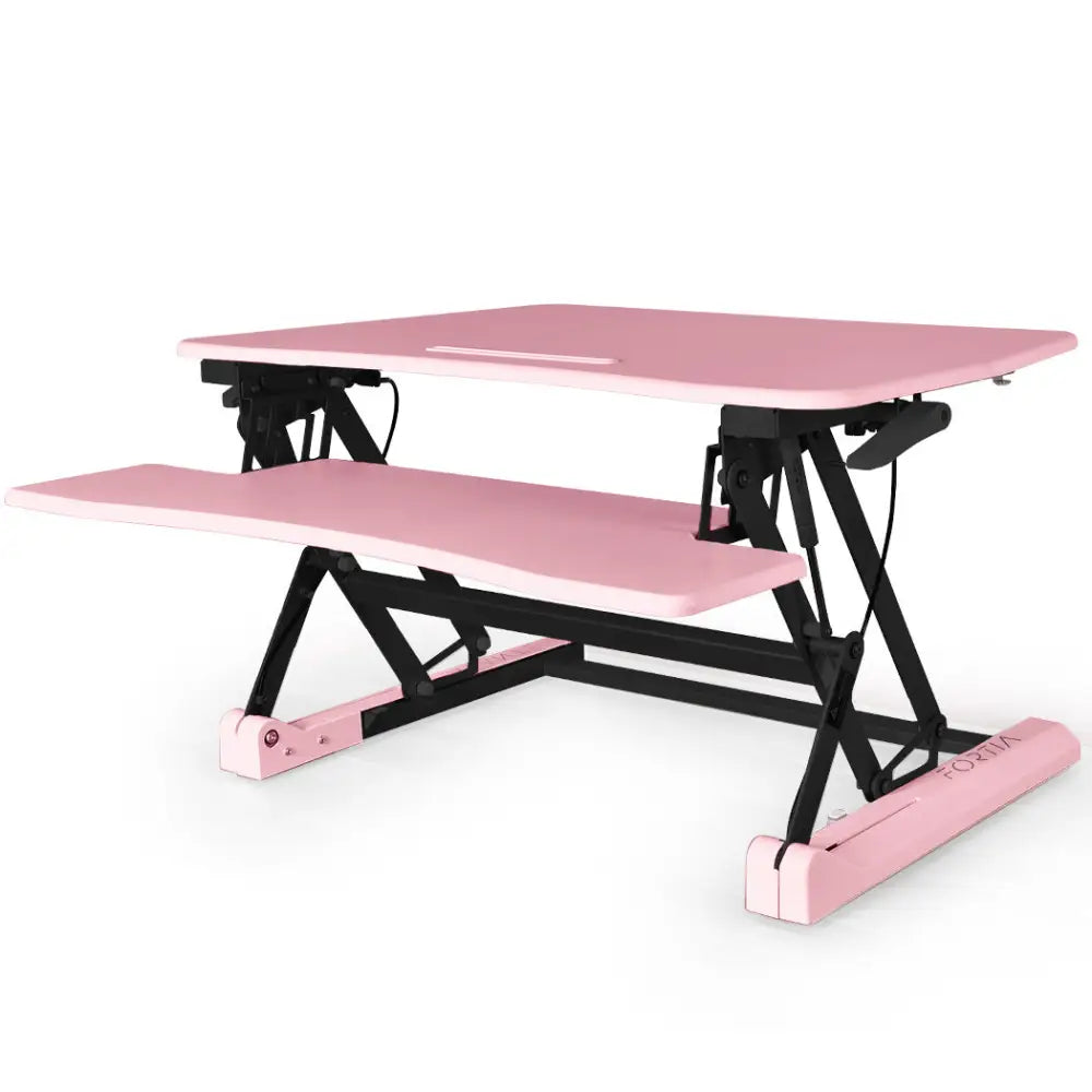 Fortia Desk Riser 90cm Wide Adjustable Sit to Stand for Dual Monitor Keyboard Laptop Pink - Furniture > Office