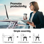 Fortia Desk Riser 90cm Wide Adjustable Sit to Stand for Dual Monitor Keyboard Laptop Beech - Furniture > Office