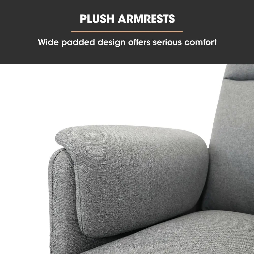 FORTIA Electric Armchair Recliner Single Fabric Chair Grey - Furniture > Bar Stools & Chairs > Arm Chairs & Recliners