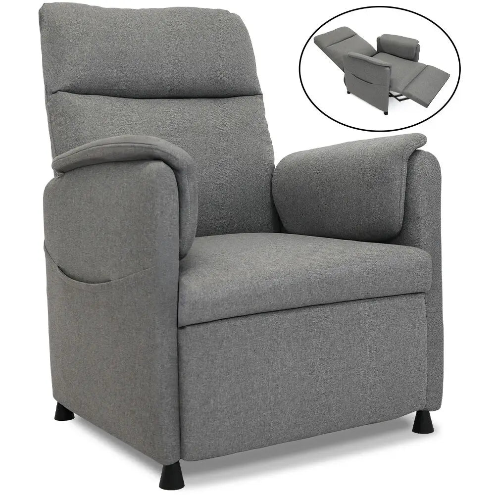 FORTIA Electric Armchair Recliner Single Fabric Chair Grey - Furniture > Bar Stools & Chairs > Arm Chairs & Recliners