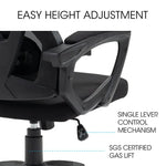 FORTIA Ergonomic Office Desk Chair Height Adjustable Lumbar Support Mesh Fabric Headrest Black - Furniture > Office