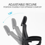 FORTIA Ergonomic Office Desk Chair Height Adjustable Lumbar Support Mesh Fabric Headrest Black - Furniture > Office