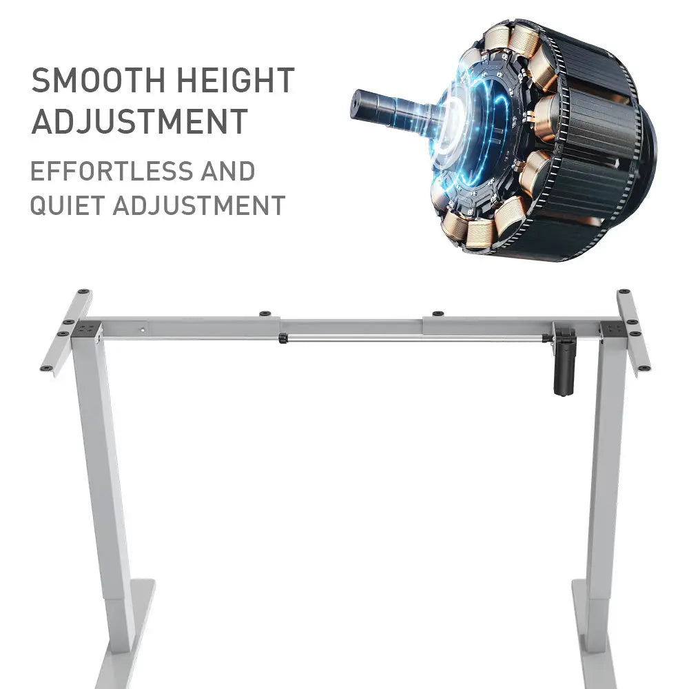 FORTIA Single Motor Sit/Stand Desk Frame 58 x 90-135cm 72-118cm Height Adjustable 70kg Load Silver - Furniture > Office