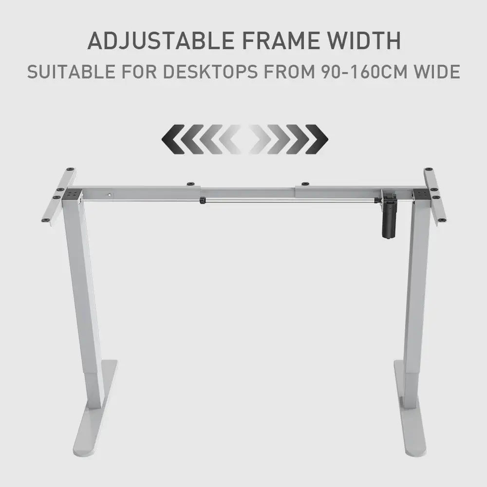 FORTIA Single Motor Sit/Stand Desk Frame 58 x 90-135cm 72-118cm Height Adjustable 70kg Load Silver - Furniture > Office
