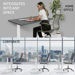 FORTIA Sit Stand Standing Desk 120x60cm 72-118cm Height Adjustable 70kg Load Black style/White Frame - Furniture >