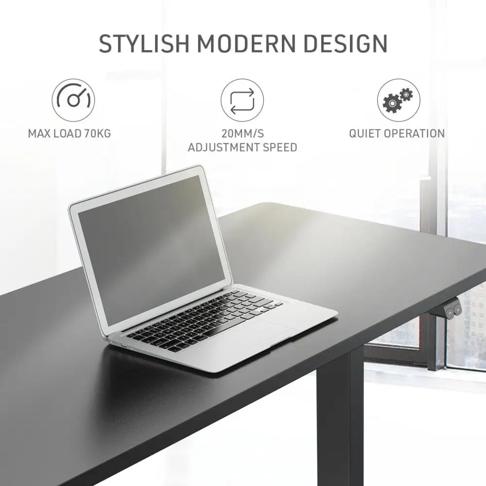 FORTIA Sit Stand Standing Desk 120x60cm 72-118cm Height Adjustable 70kg Load Black/Black Frame - Furniture > Office