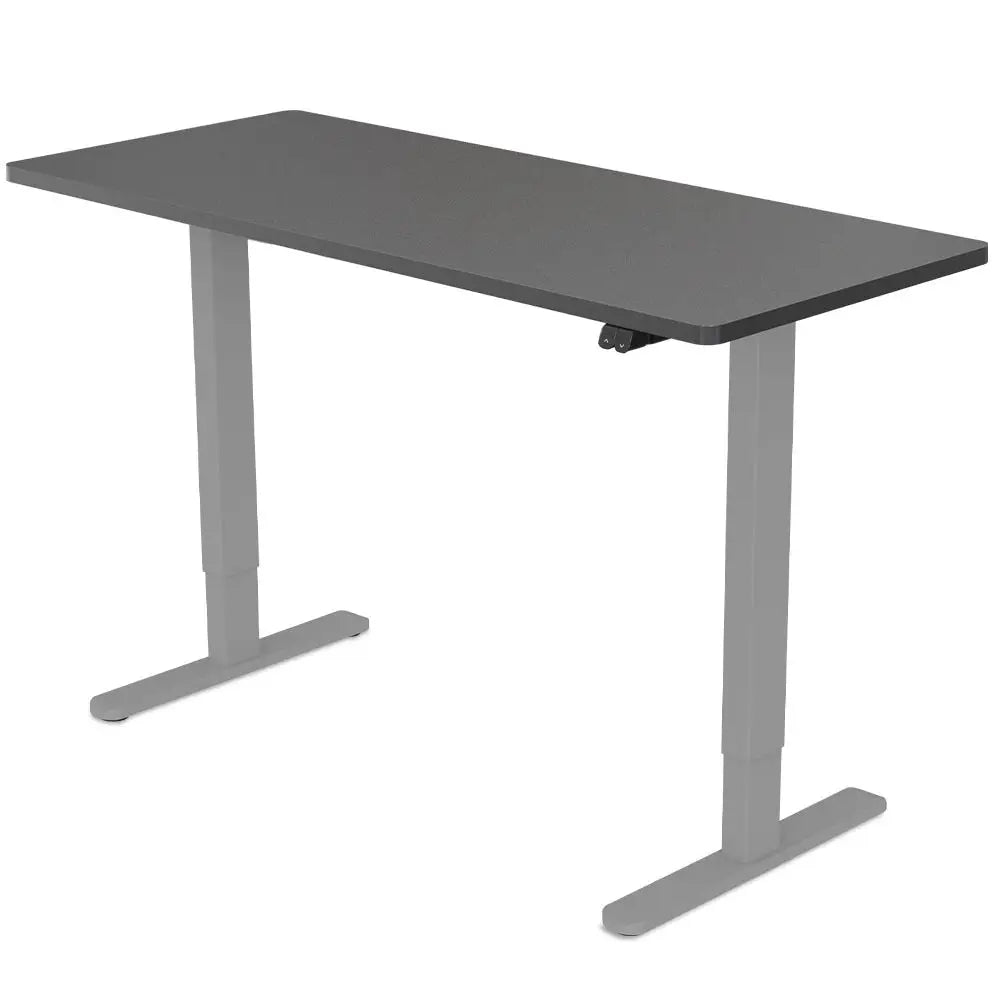 FORTIA Sit Stand Standing Desk 120x60cm 72-118cm Height Adjustable 70kg Load Black/Silver Frame - Furniture > Office