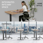 FORTIA Sit Stand Standing Desk 120x60cm 72-118cm Height Adjustable 70kg Load Oak style/Black Frame - Furniture > Office
