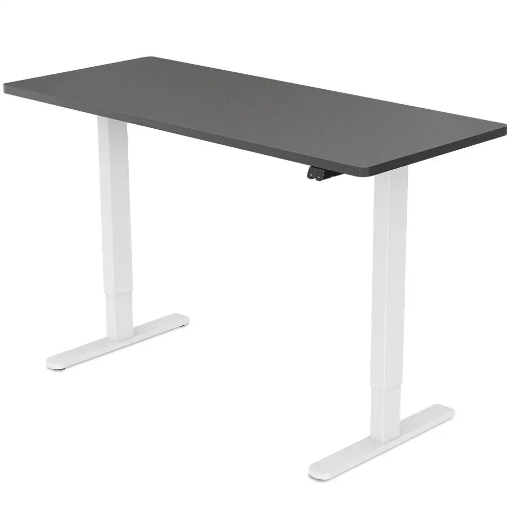 FORTIA Sit Stand Standing Desk 120x60cm 72-118cm Height Adjustable 70kg Load Black style/White Frame - Furniture >