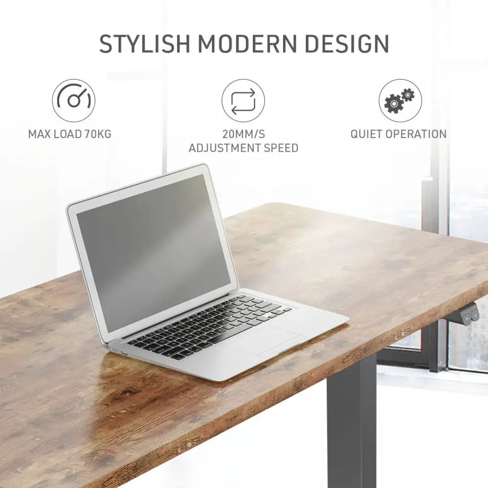FORTIA Sit Stand Standing Desk 120x60cm 72-118cm Height Adjustable 70kg Load Oak style/Black Frame - Furniture > Office