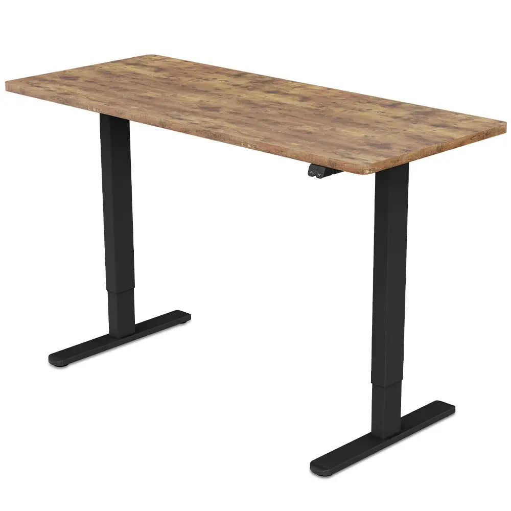 FORTIA Sit Stand Standing Desk 120x60cm 72-118cm Height Adjustable 70kg Load Oak style/Black Frame - Furniture > Office