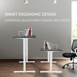 FORTIA Sit Stand Standing Desk 120x60cm 72-118cm Height Adjustable 70kg Load Black style/White Frame - Furniture >