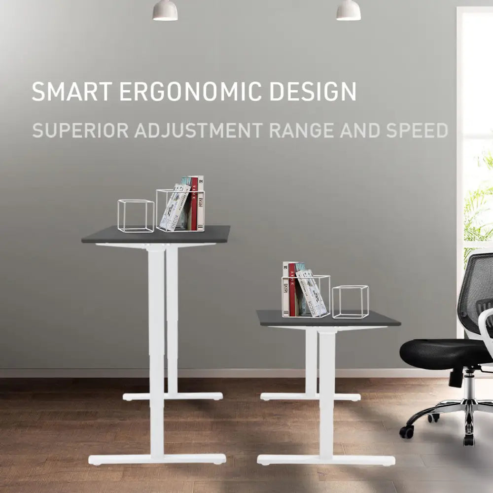 FORTIA Sit Stand Standing Desk 120x60cm 72-118cm Height Adjustable 70kg Load Black style/White Frame - Furniture >
