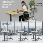 Fortia Sit To Stand Up Standing Desk 120x60cm 72-118cm Electric Height Adjustable 70kg Load White Oak Style/Black Frame