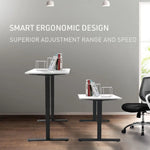 Fortia Sit To Stand Up Standing Desk 120x60cm 72-118cm Electric Height Adjustable 70kg Load White/Black Frame