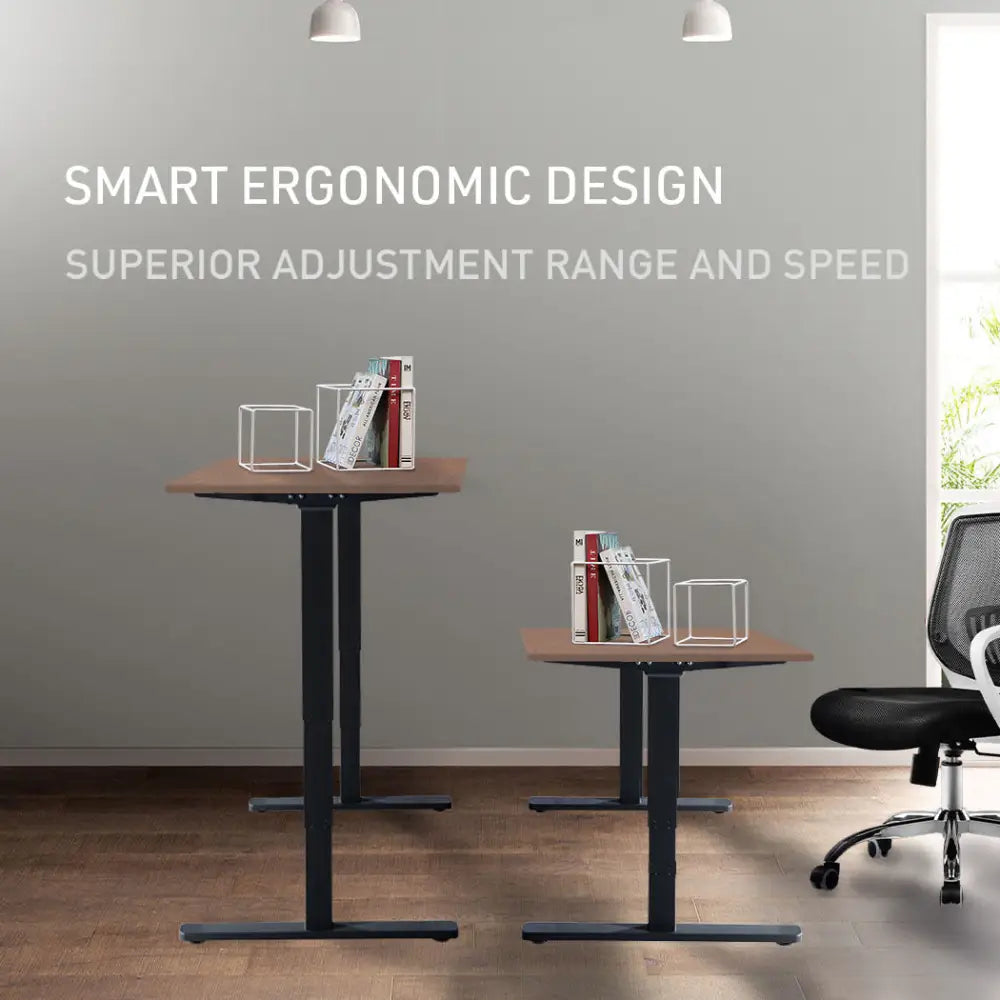 Fortia Sit To Stand Up Standing Desk 120x60cm 72-118cm Electric Height Adjustable 70kg Load Walnut Style/Black Frame