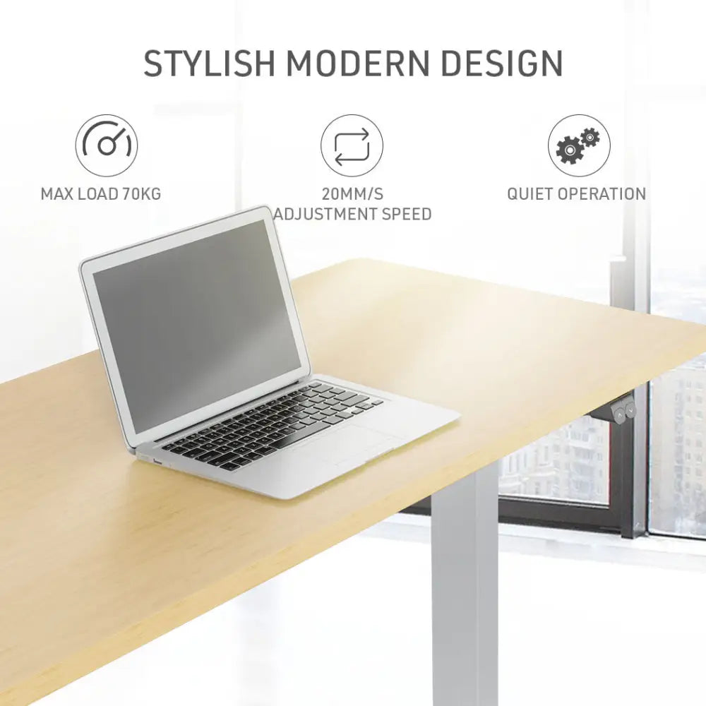 Fortia Sit To Stand Up Standing Desk 120x60cm 72-118cm Electric Height Adjustable 70kg Load White Oak Style/Silver