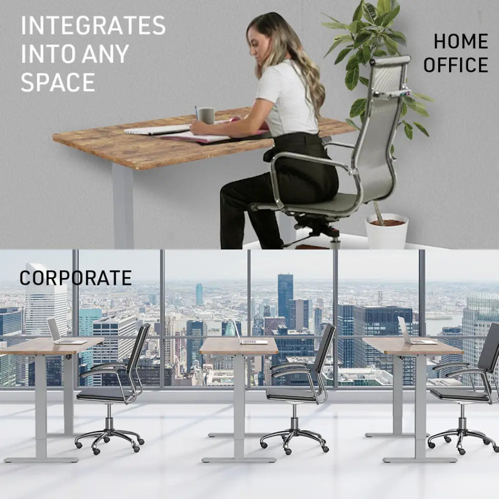 Fortia Sit To Stand Up Standing Desk 120x60cm 72-118cm Electric Height Adjustable 70kg Load Oak Style/Silver Frame