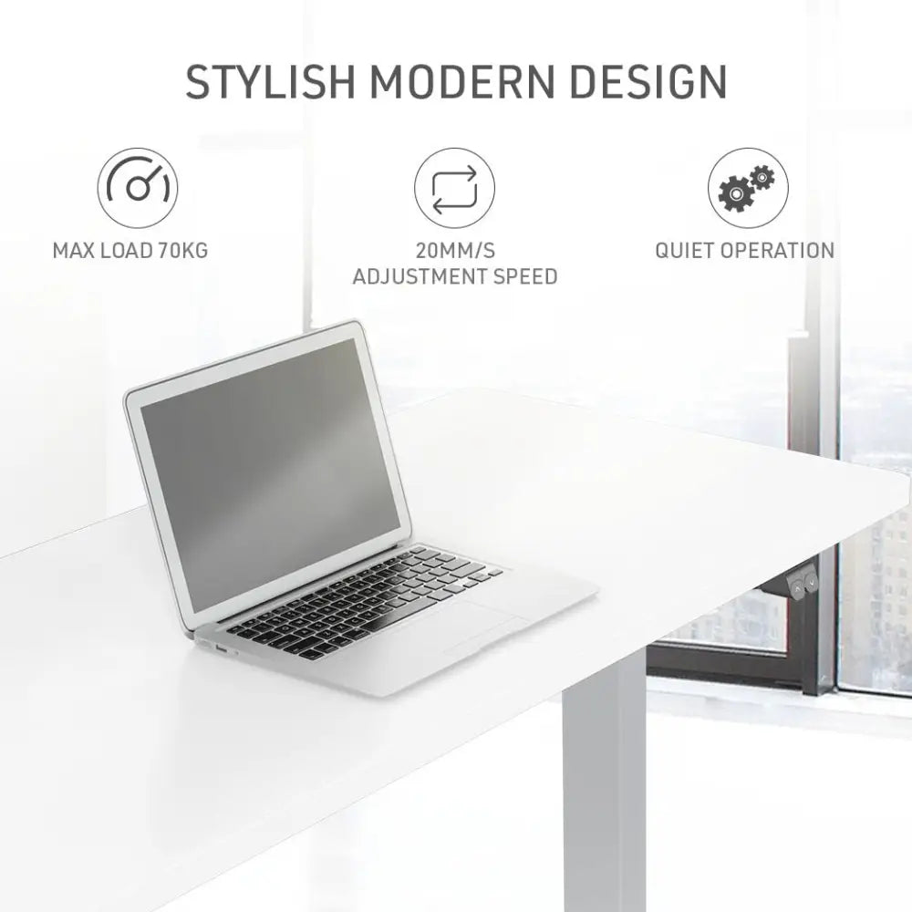 Fortia Sit To Stand Up Standing Desk 120x60cm 72-118cm Electric Height Adjustable 70kg Load White/Silver Frame
