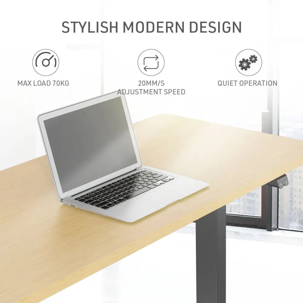 Fortia Sit To Stand Up Standing Desk 120x60cm 72-118cm Electric Height Adjustable 70kg Load White Oak Style/Black Frame