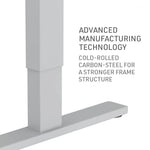 Fortia Sit To Stand Up Standing Desk 120x60cm 72-118cm Electric Height Adjustable 70kg Load White/Silver Frame