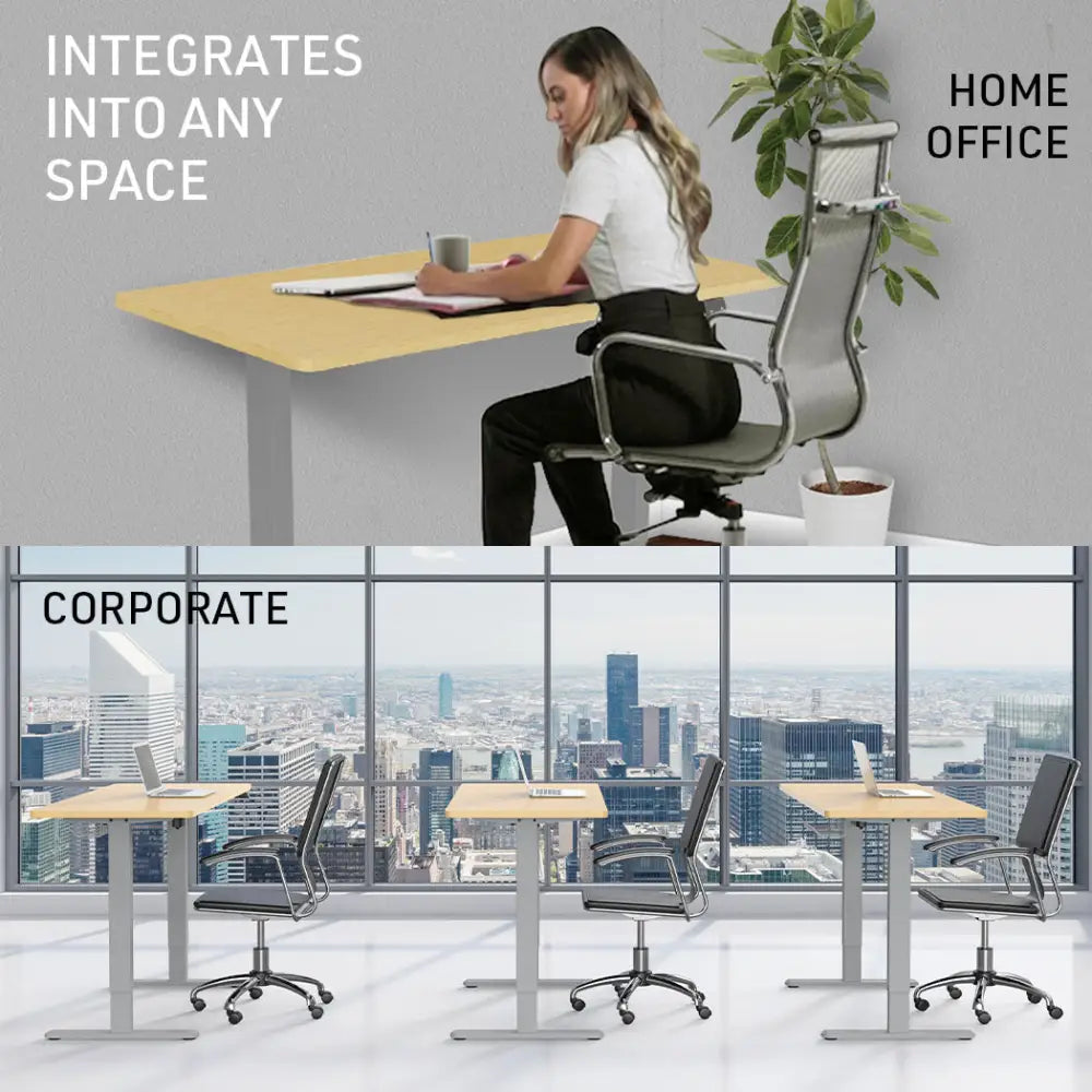 Fortia Sit To Stand Up Standing Desk 120x60cm 72-118cm Electric Height Adjustable 70kg Load White Oak Style/Silver