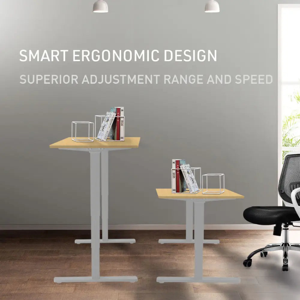 Fortia Sit To Stand Up Standing Desk 120x60cm 72-118cm Electric Height Adjustable 70kg Load White Oak Style/Silver