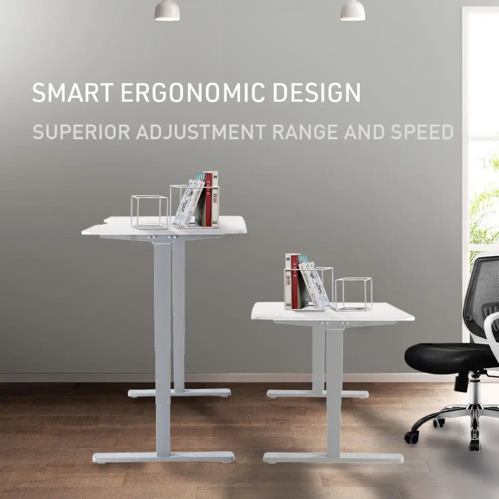 Fortia Sit To Stand Up Standing Desk 120x60cm 72-118cm Electric Height Adjustable 70kg Load Light Oak Style/White Frame