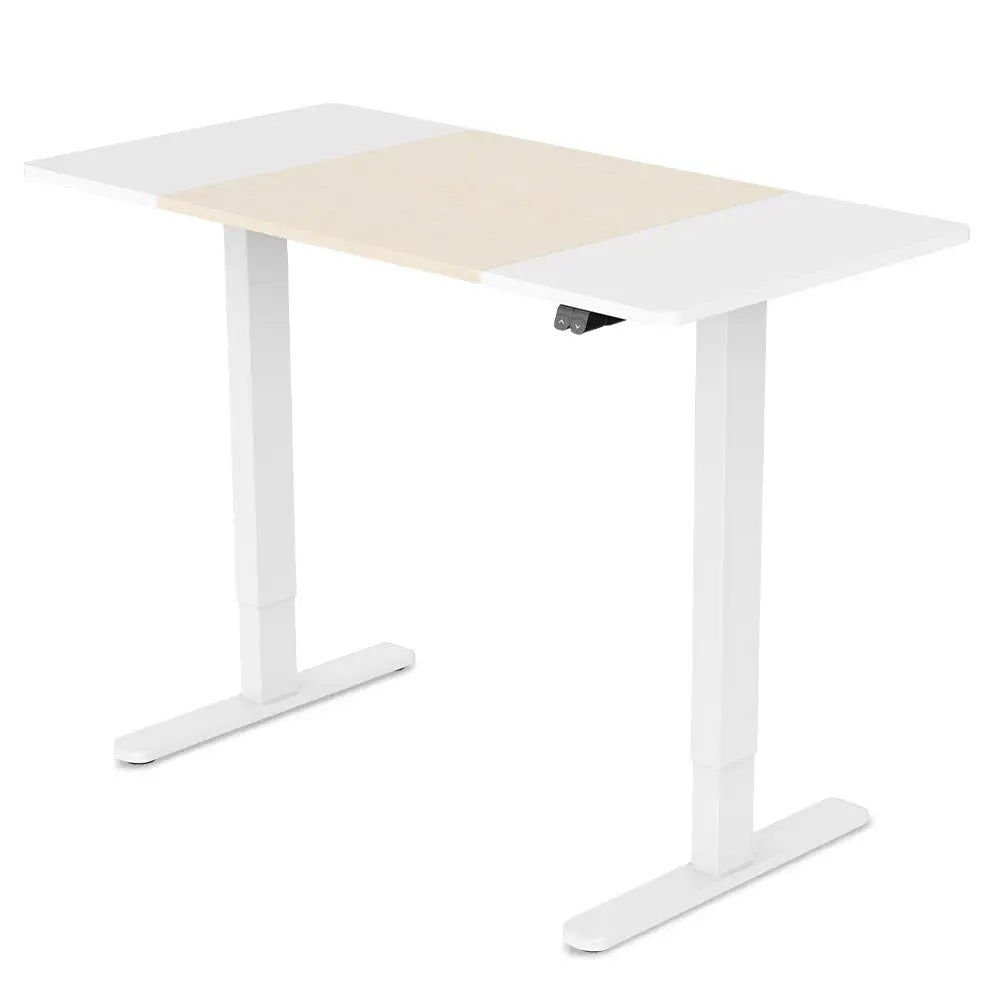 Fortia Sit To Stand Up Standing Desk 120x60cm 72-118cm Electric Height Adjustable 70kg Load Light Oak Style/White Frame