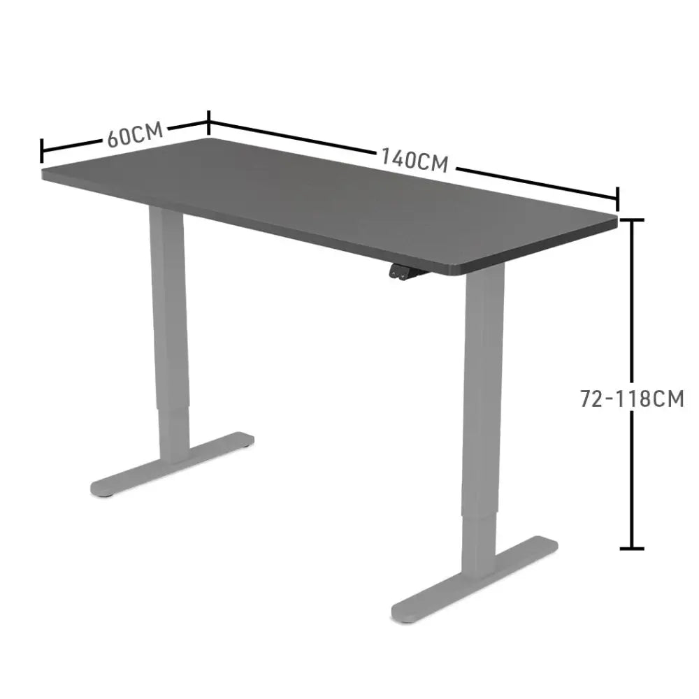 Fortia Sit To Stand Up Standing Desk 140x60cm 72-118cm Electric Height Adjustable 70kg Load Black/Silver Frame
