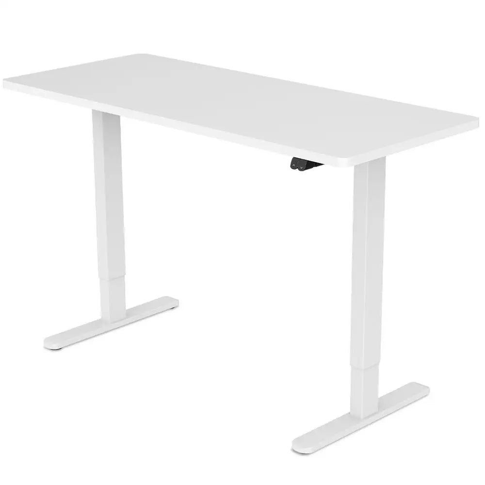 Fortia Sit To Stand Up Standing Desk 140x60cm 72-118cm Electric Height Adjustable 70kg Load White/White Frame