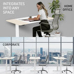 Fortia Sit To Stand Up Standing Desk 140x60cm 72-118cm Electric Height Adjustable 70kg Load Light Oak Style/White Frame
