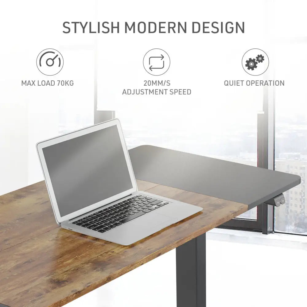 Fortia Sit To Stand Up Standing Desk 140x60cm 72-118cm Electric Height Adjustable 70kg Rated Oak Style/Black Frame