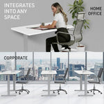 Fortia Sit To Stand Up Standing Desk 140x60cm 72-118cm Electric Height Adjustable 70kg Load White/Silver Frame