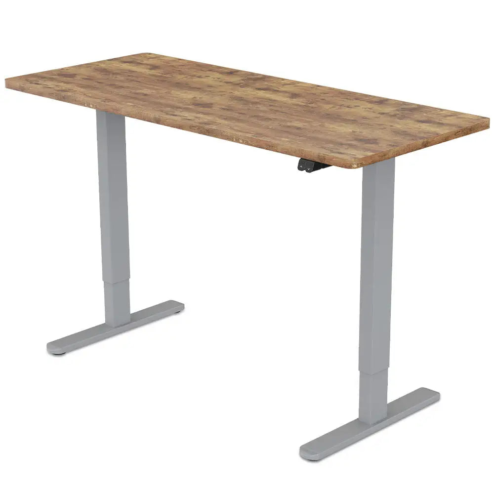 Fortia Sit To Stand Up Standing Desk 140x60cm 72-118cm Electric Height Adjustable 70kg Load Oak Style/Silver Frame