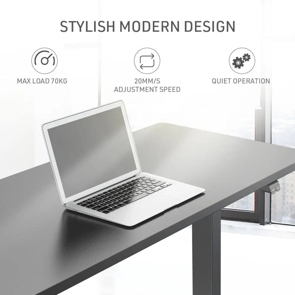 Fortia Sit To Stand Up Standing Desk 140x60cm 72-118cm Electric Height Adjustable 70kg Load Black/Black Frame