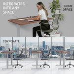 Fortia Sit To Stand Up Standing Desk 140x60cm 72-118cm Electric Height Adjustable 70kg Load Walnut Style/Silver Frame