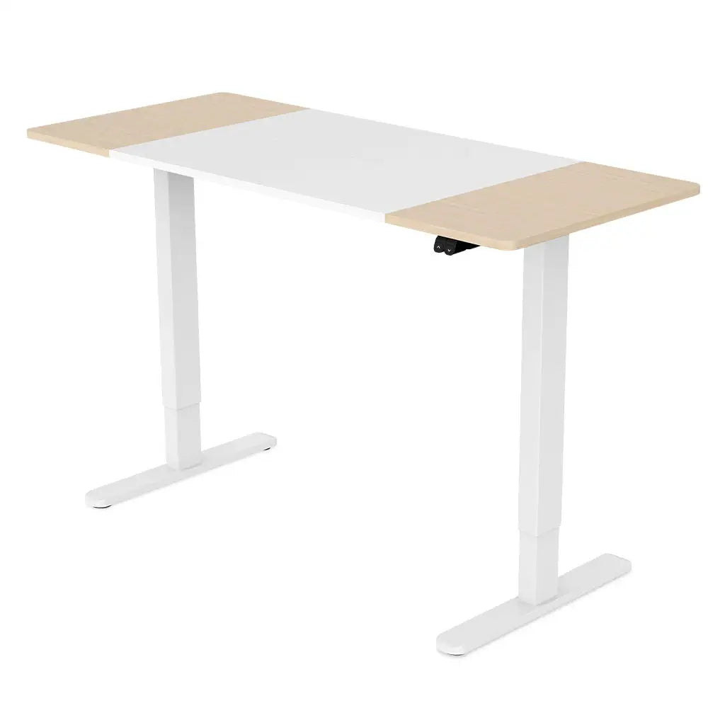 Fortia Sit To Stand Up Standing Desk 140x60cm 72-118cm Electric Height Adjustable 70kg Load Light Oak Style/White Frame