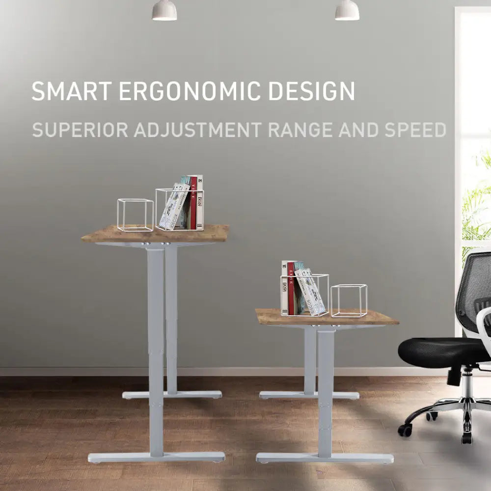 Fortia Sit To Stand Up Standing Desk 140x60cm 72-118cm Electric Height Adjustable 70kg Load Oak Style/Silver Frame