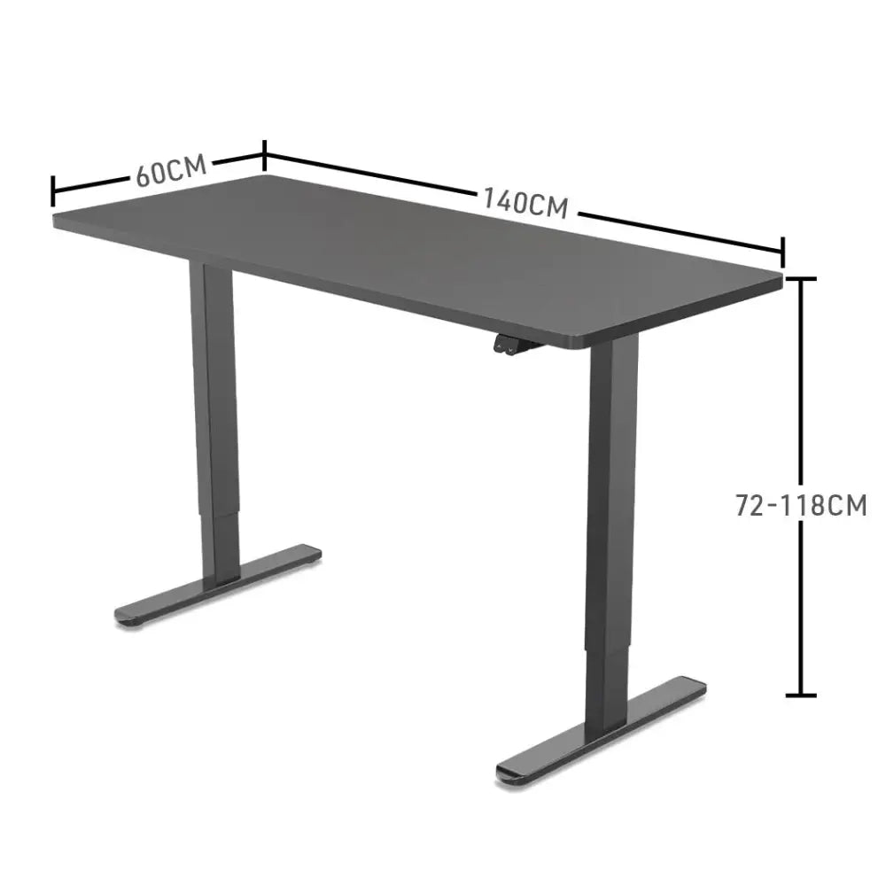 Fortia Sit To Stand Up Standing Desk 140x60cm 72-118cm Electric Height Adjustable 70kg Load Black/Black Frame