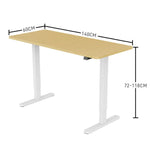 Fortia Sit To Stand Up Standing Desk 140x60cm 72-118cm Electric Height Adjustable 70kg Load White Oak Style/White Frame
