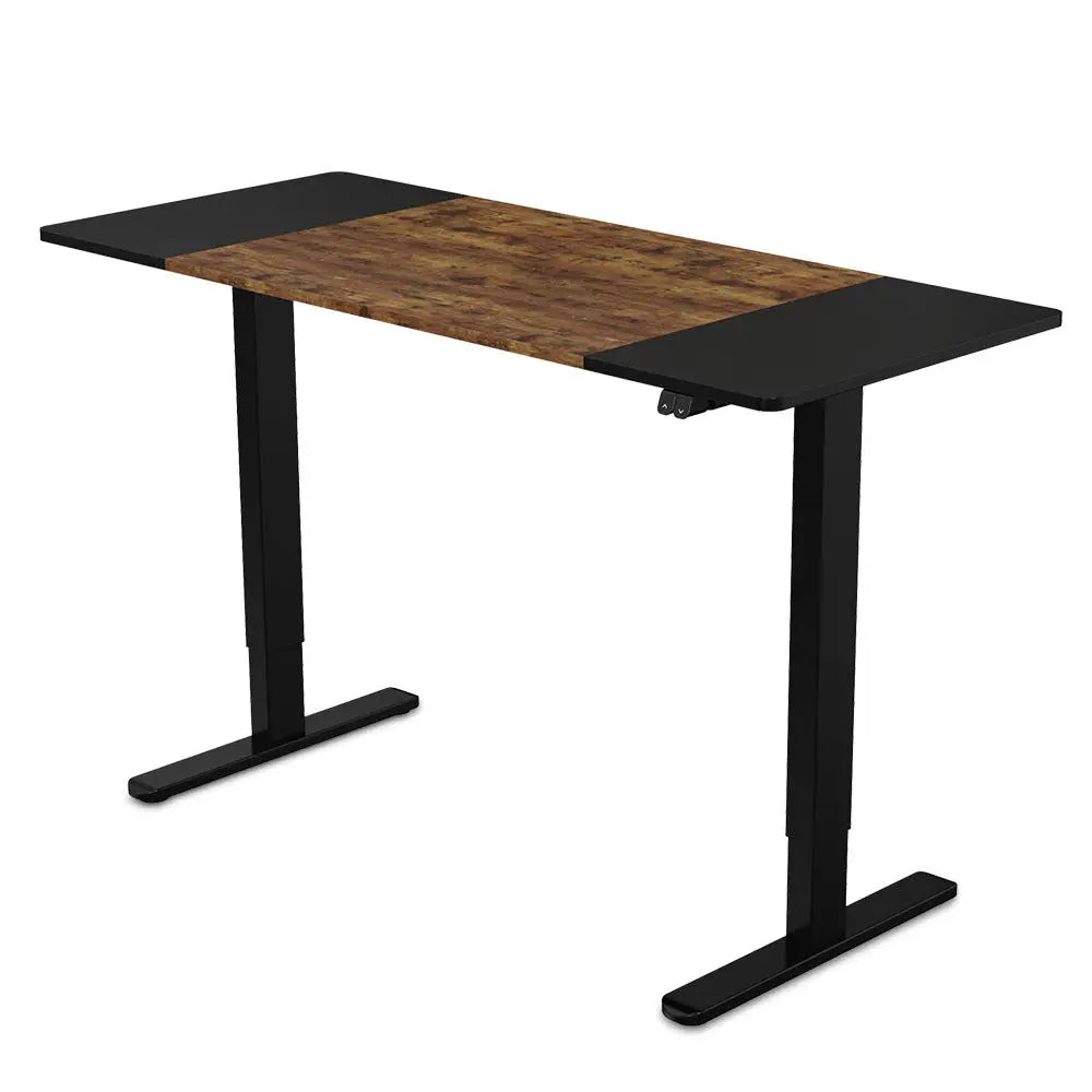 Fortia Sit To Stand Up Standing Desk 140x60cm 72-118cm Electric Height Adjustable 70kg Rated Oak Style/Black Frame