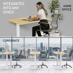 Fortia Sit To Stand Up Standing Desk 140x60cm 72-118cm Electric Height Adjustable 70kg Load White Oak Style/White Frame